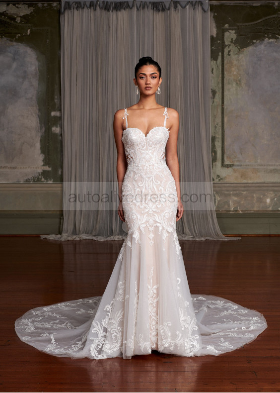 Ivory Lace Glitter Tulle Dreamy Wedding Dress